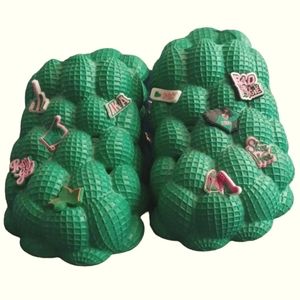 Ladies green bubble slides